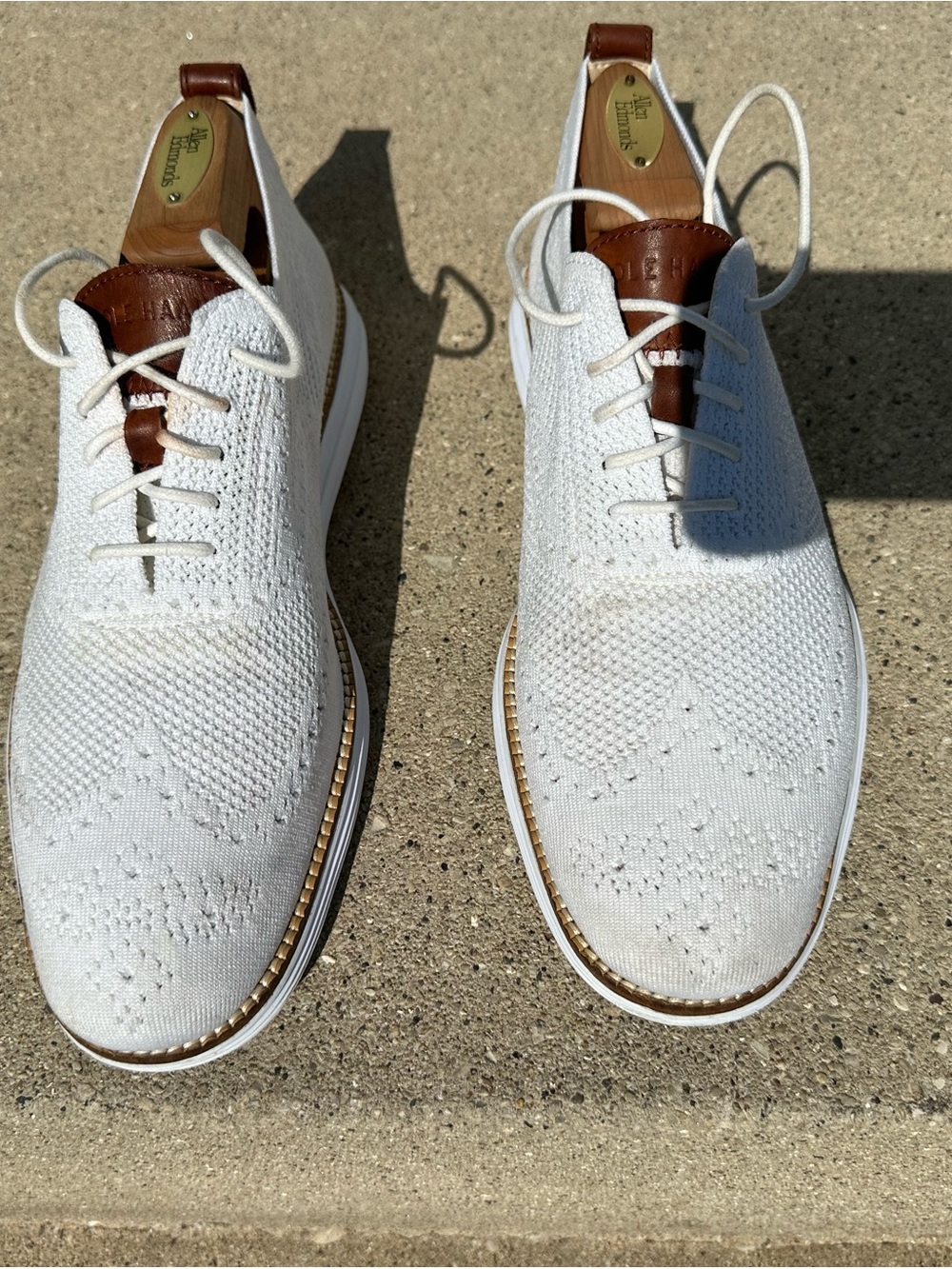 Cole Haan White Knit Oxford with Brown Heel Tab - Picture 3 of 7